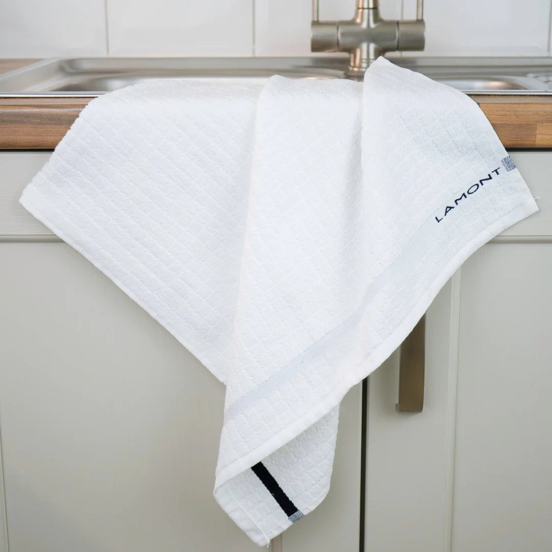 Poli-Dri Cotton Kitchen Tea Towel | Set of 6 | White