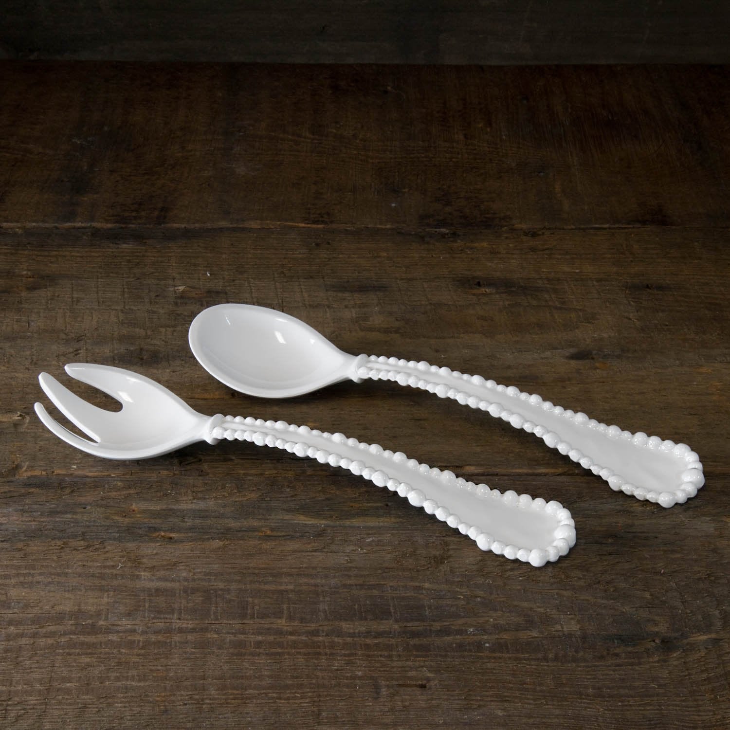 VIDA Alegria Large Salad Servers in White Melamine