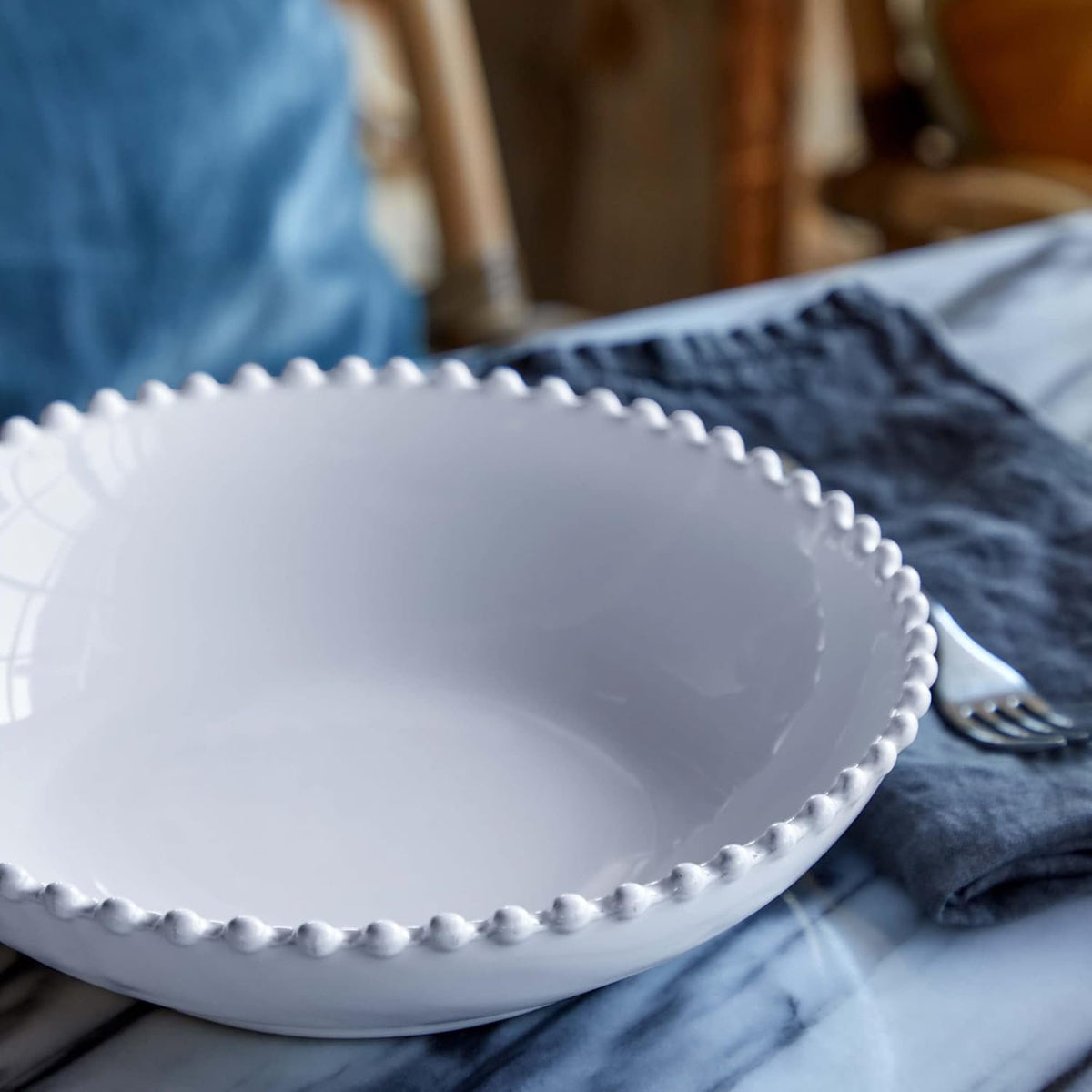 Costa Nova Ceramic Stoneware 5 Piece Place Setting Service For 1 - Pearl Collection, White | Microwave & Dishwasher Safe Dinnerware Set | Food Safe Glazing | Restaurant Quality Tableware