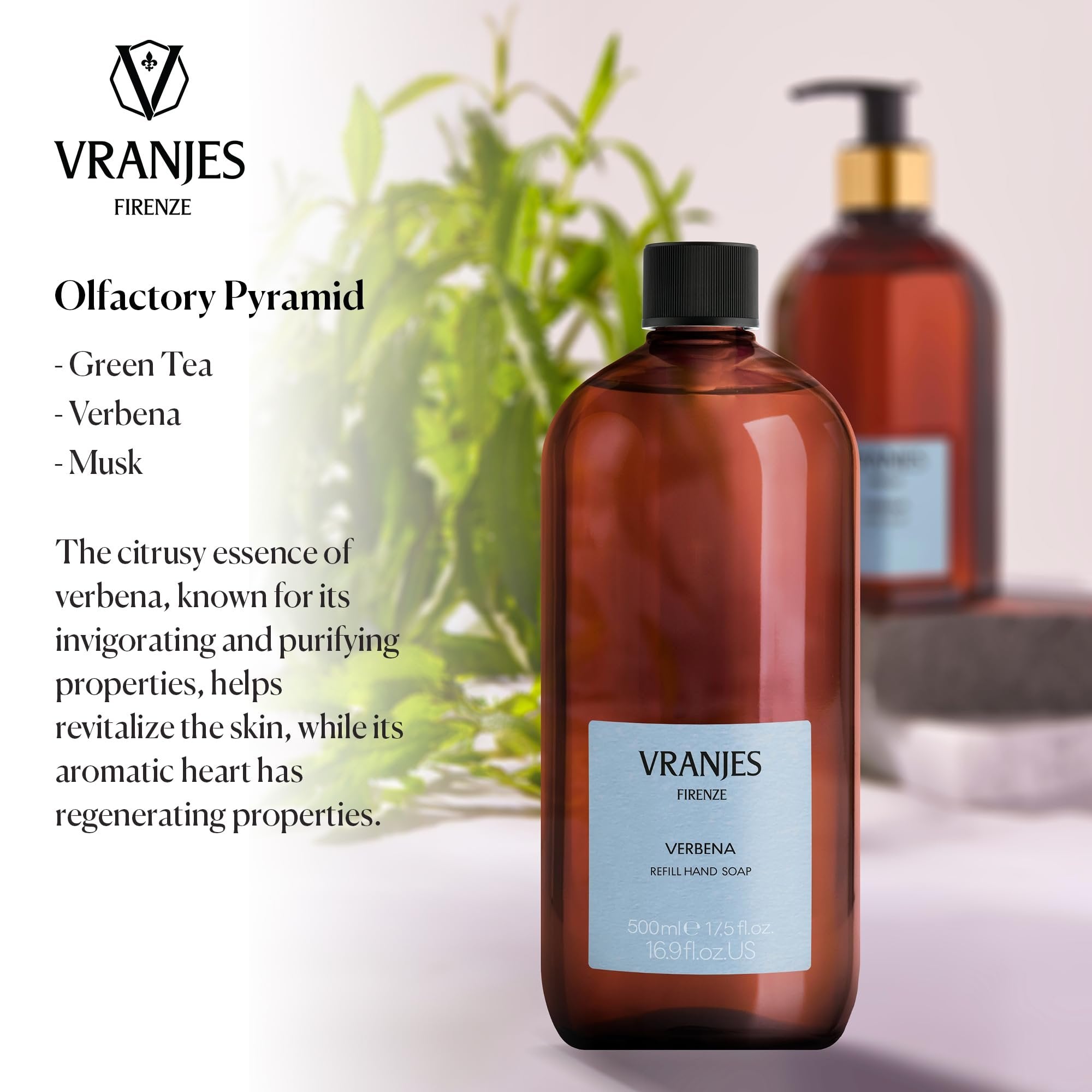 Close-up of Dr. Vranjes Verbena octagonal bottle label