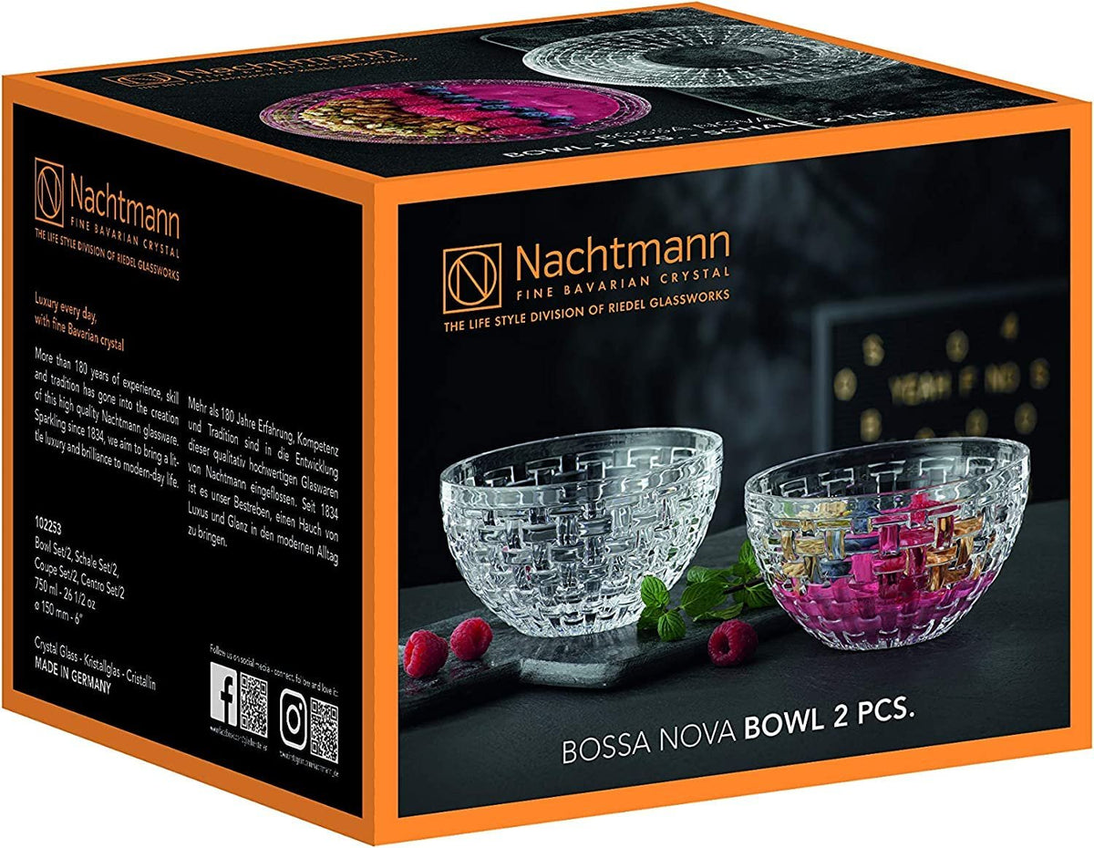 Nachtmann Bossa Nova Crystal Bowls (6") | Set of 2 Clear Glass Bowls