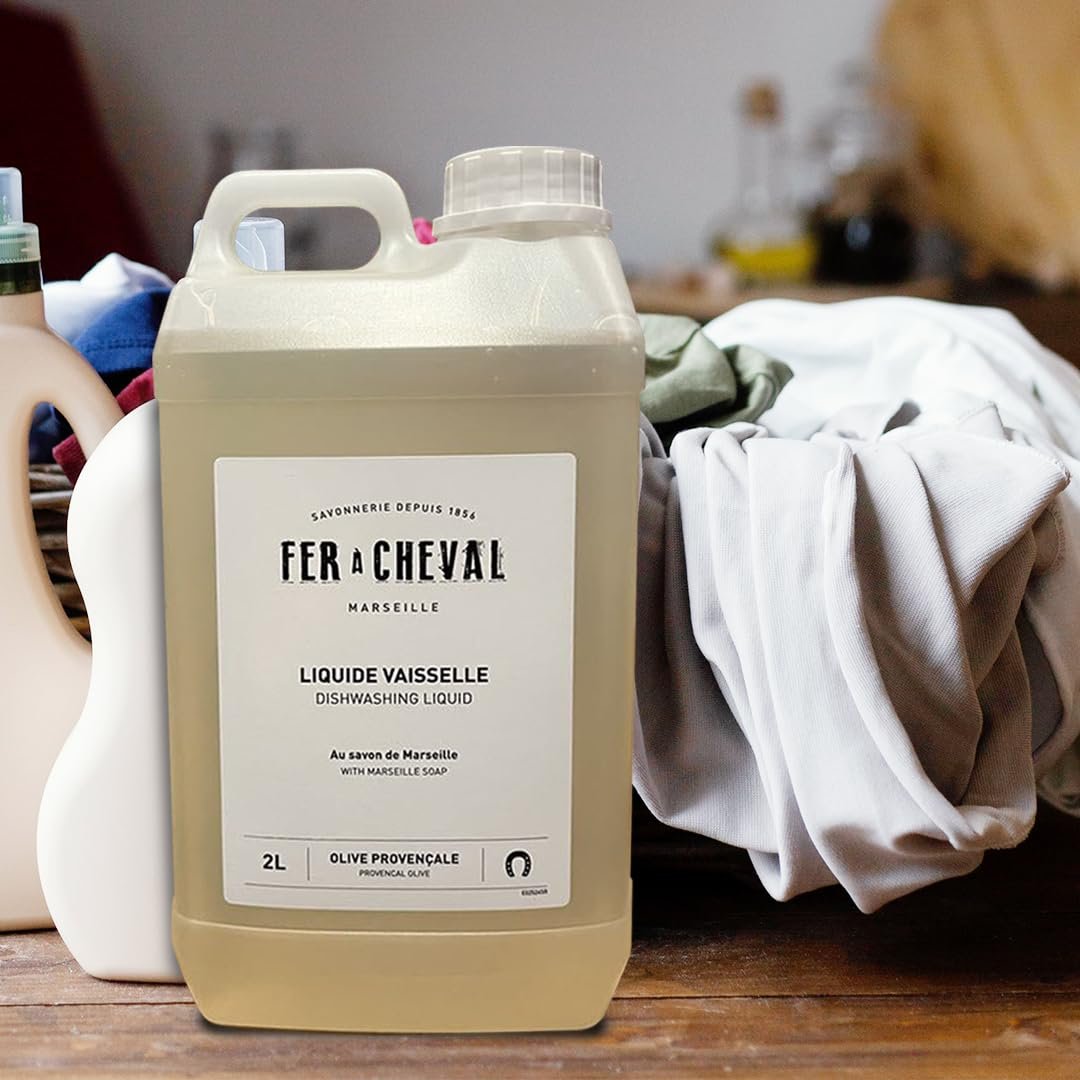 Fer à Cheval Dishwashing Dish Soap, Provencal Olive Savon De Marseille Dish Detergent, Olive Oil Based from France