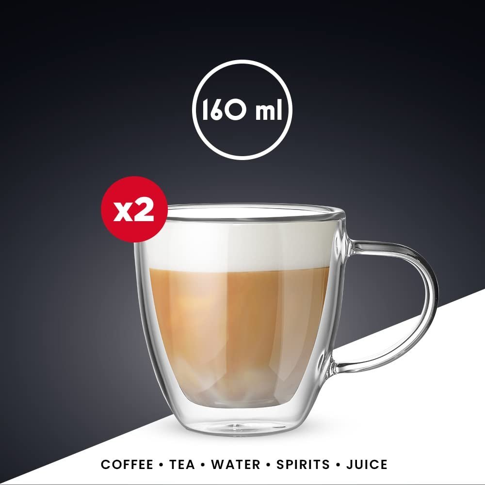 Bialetti Capri double wall borosilicate glass cups set of 2 160ml on white background