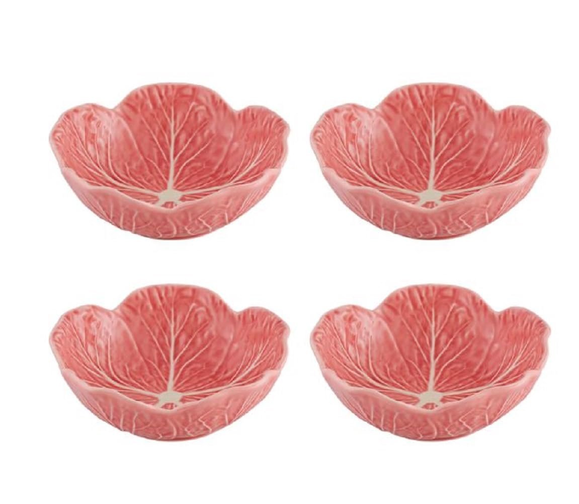 Bordallo Pinheiro Pink Cabbage Bowl | Set of 4 | 7" D