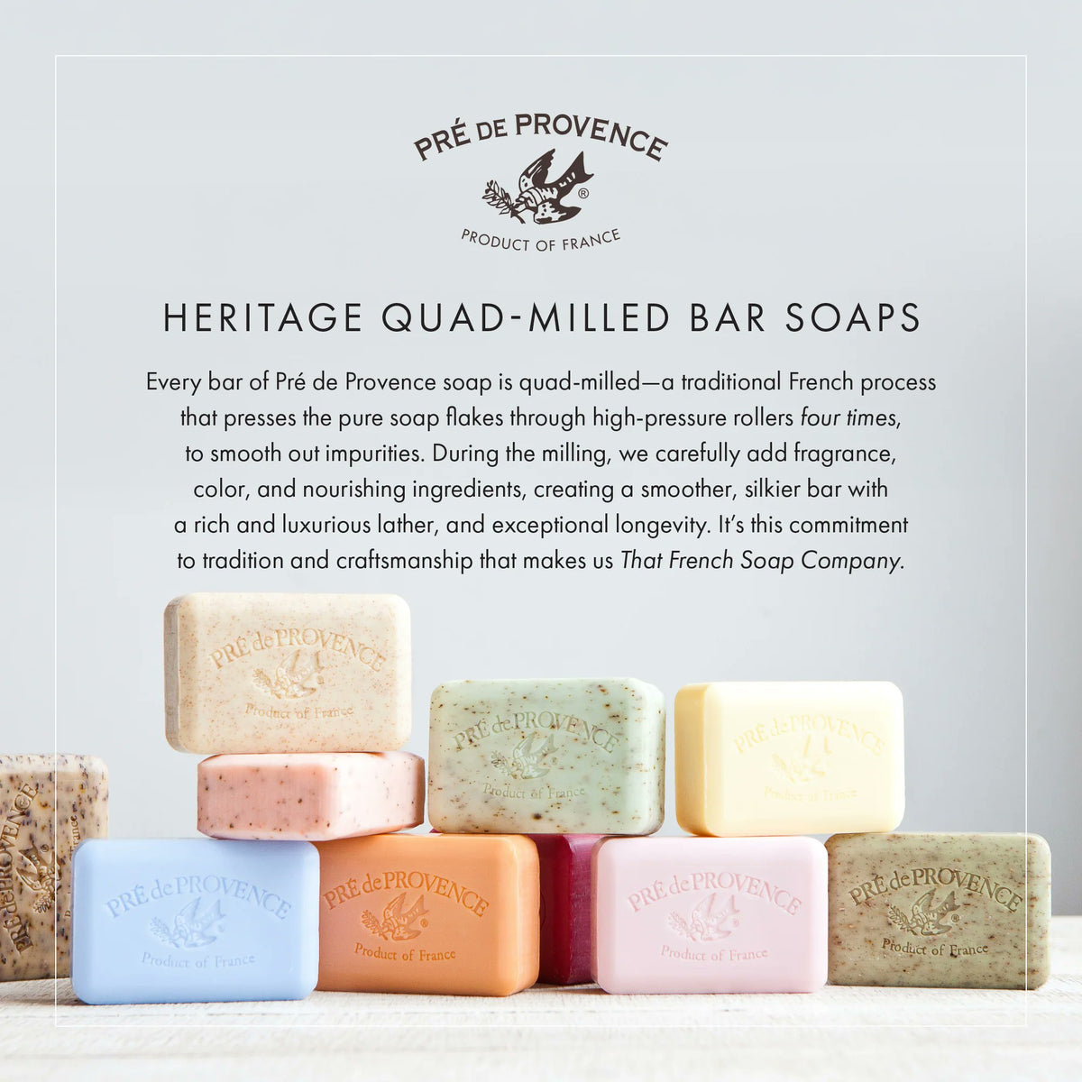 Pre de Provence Milk Soap Bar 250g Pack of 6 Quad-Milled Shea Butter