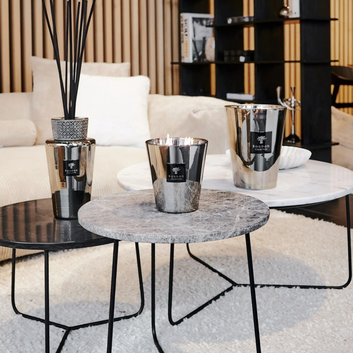 Baobab Platinum Candle Amber and Spices Fragrances 6.3-Inches Tall 4-Wicks