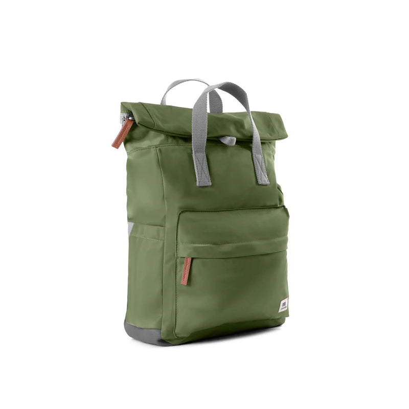 Medium avocado roll-top backpack for men and women with water bottle pockets
