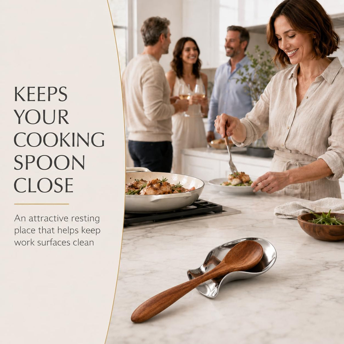 Nambe Curvo Spoon Rest Stainless Steel Kitchen Counter 4.4in