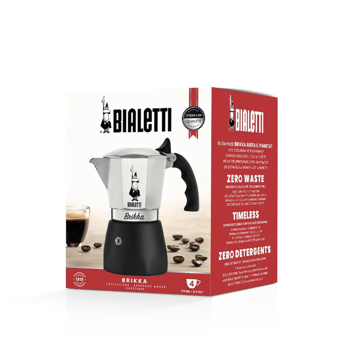 Bialetti Brikka Moka Pot – Crema-Rich Stovetop Espresso Maker 4 Cups 170ml