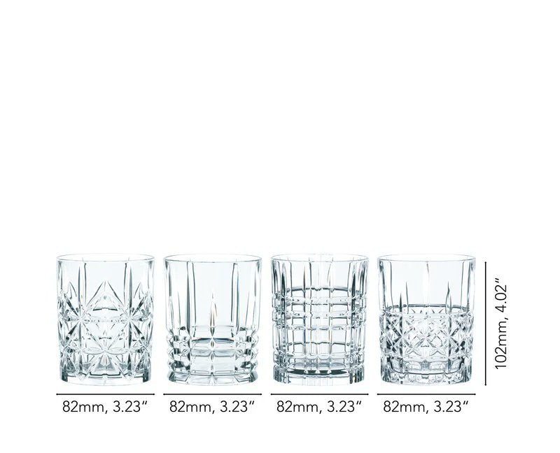 Nachtmann Highland Whisky Tumbler Set of 4 Crystal Diamond Cut Clear