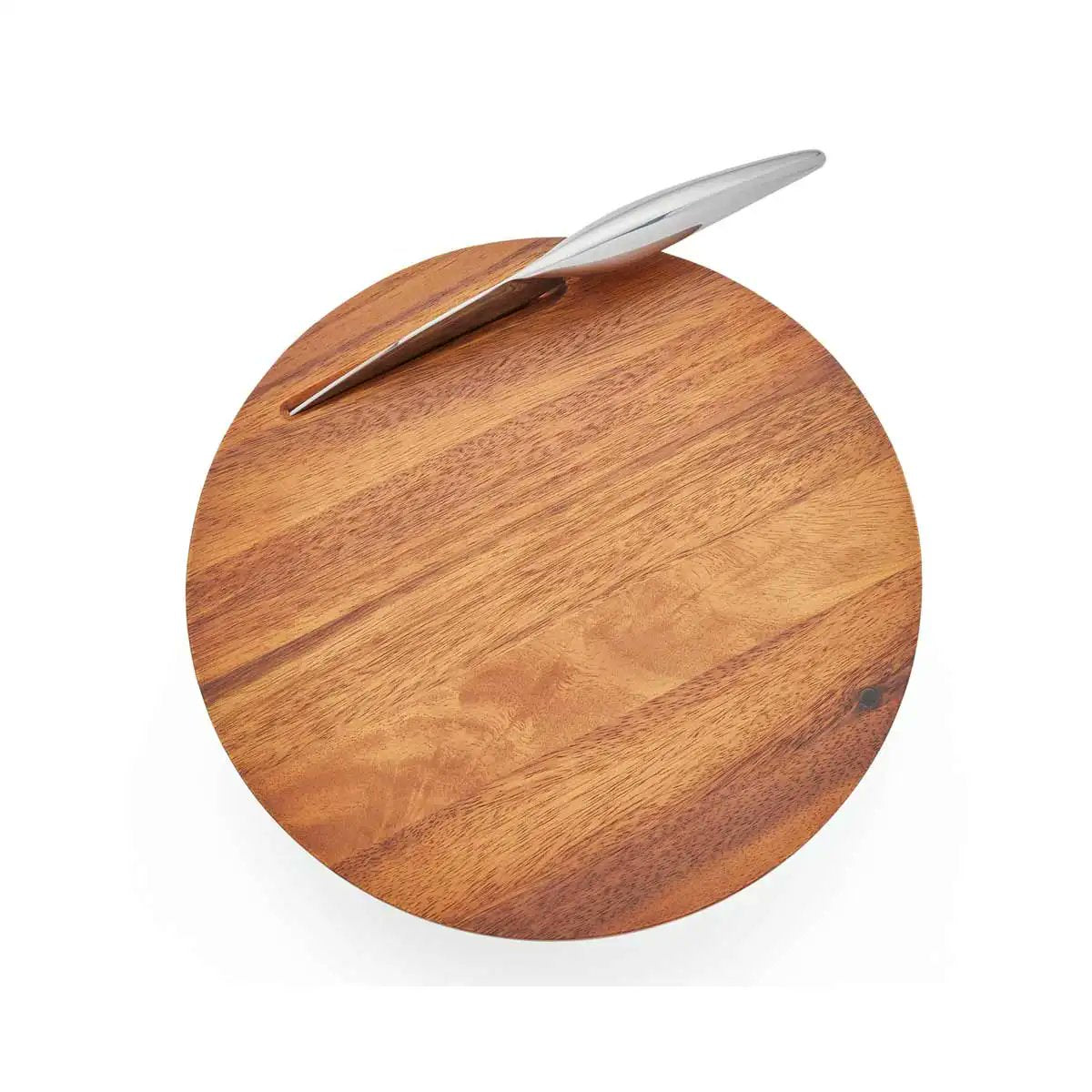 Nambé Harmony Cheese Board close-up showing wood grain and knife slot