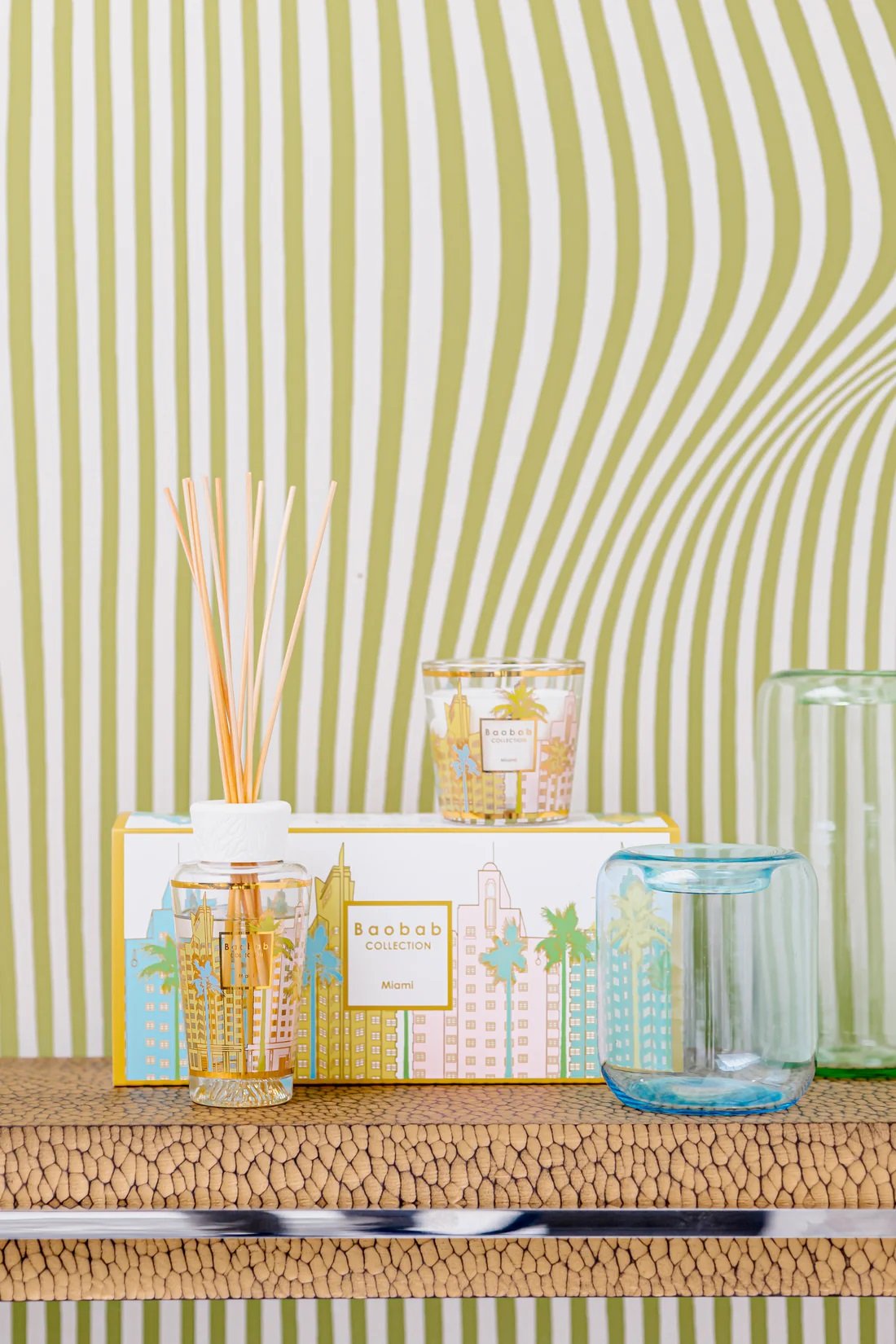 Baobab Miami scented candle art deco glass