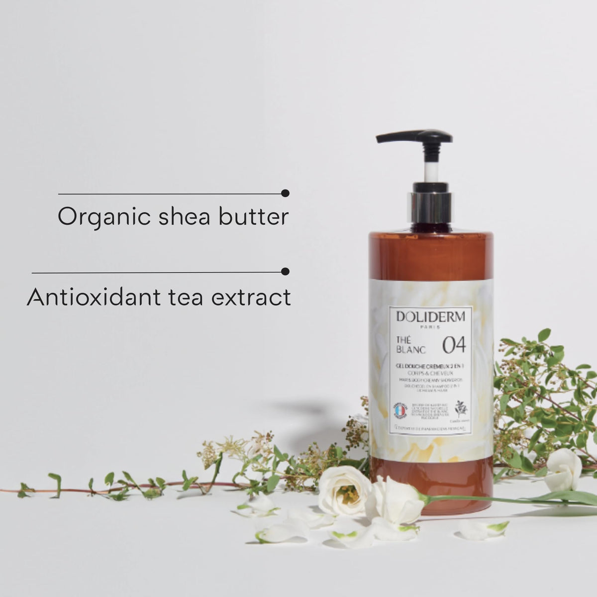 Doliderm Paris - Creamy Shower Gel, 33.8 Fl Oz (Jasmine White Tea)