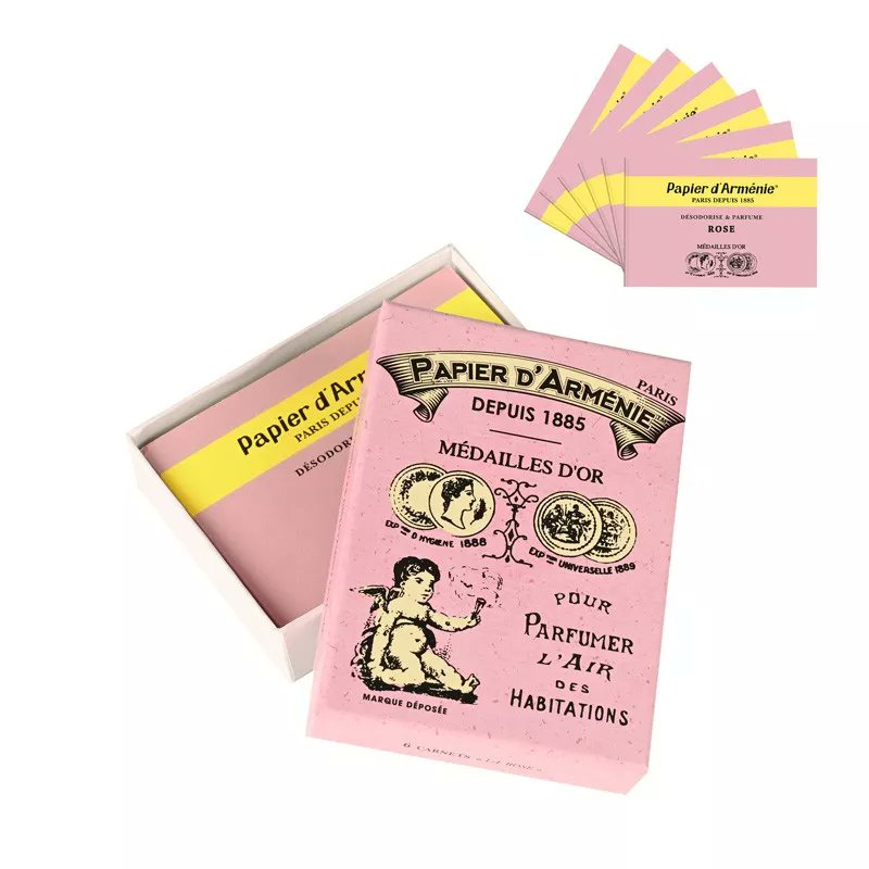 Papier d'Armenie Coffret Vintage Rose Pink Booklets Vintage 1885 Packaging