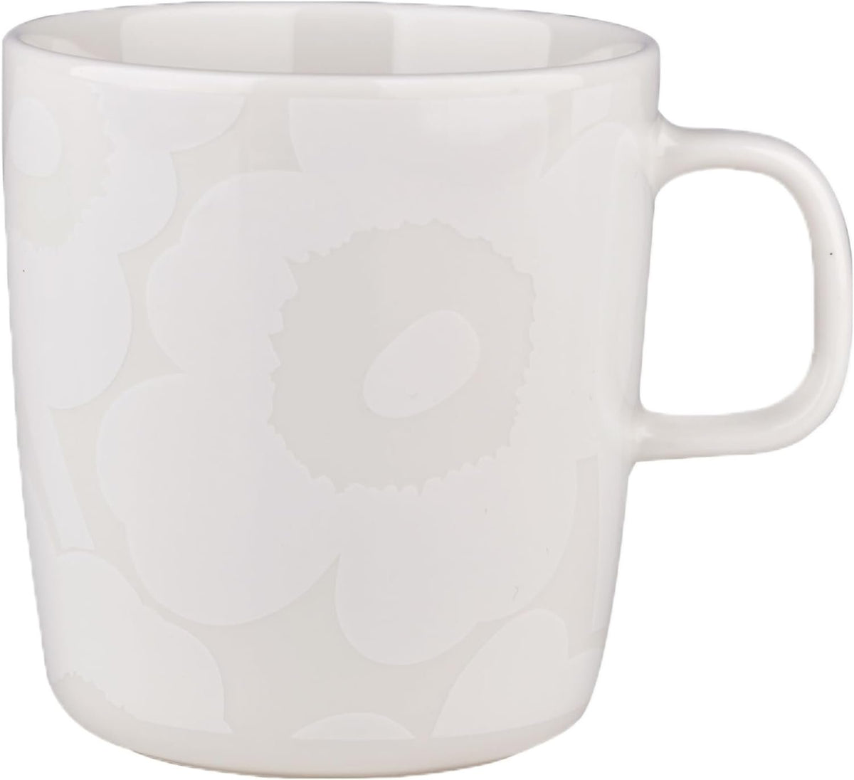 Unikko Oiva Stoneware Large Flower Mug | White on White Poppy (13.5 fl oz)