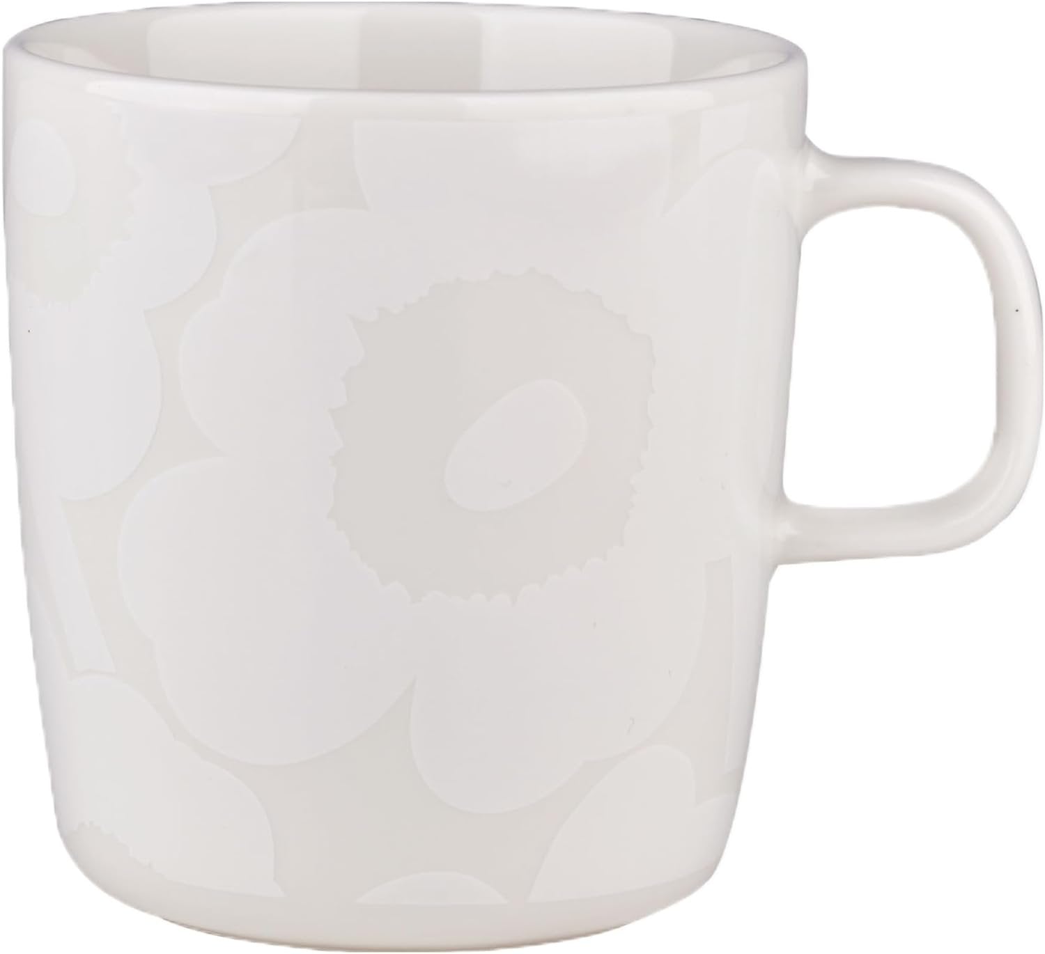 Oiva Unikko Large Mug | White on White | 13.5oz