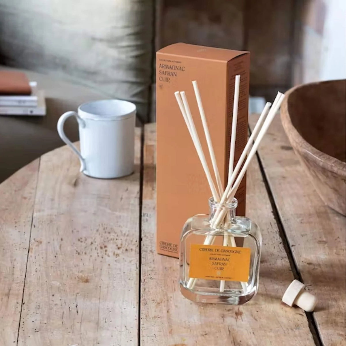 Cirerie de Gascogne Reed Diffuser, Armagnac Saffron Leather - Long Lasting Home Fragrance 200ml