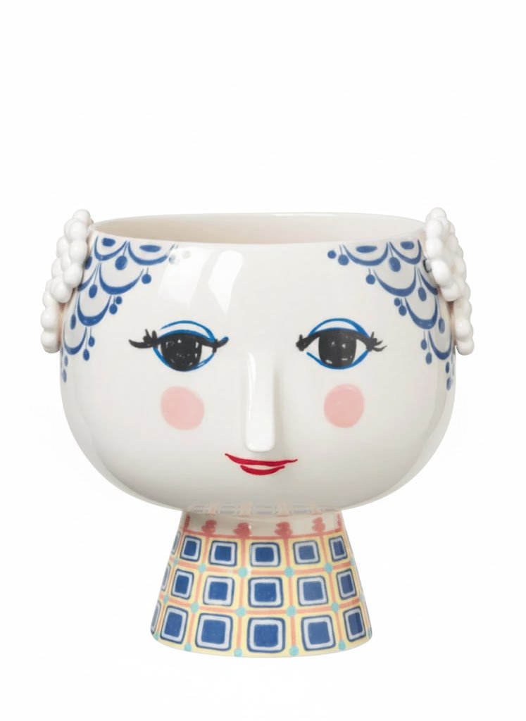 Bjørn Wiinblad Eva Porcelain Vase Blue Yellow