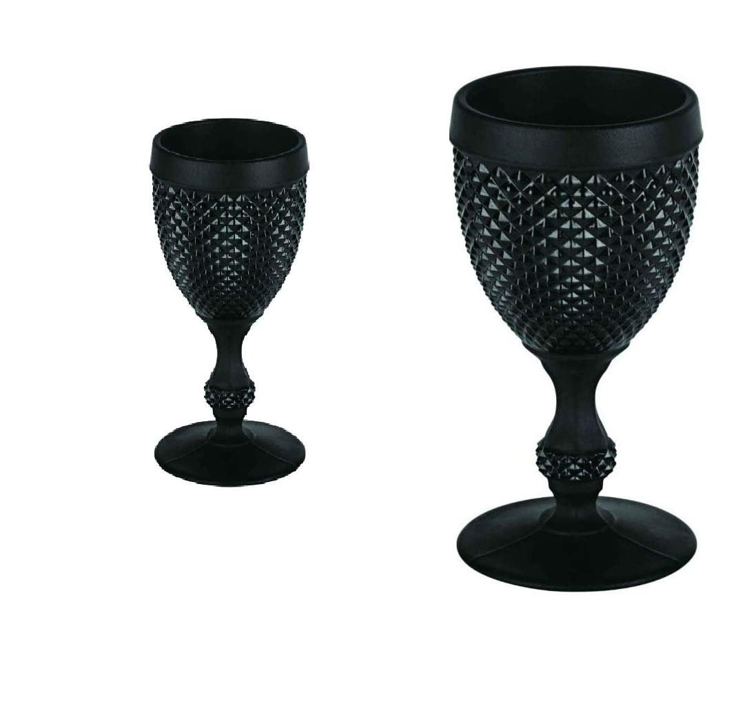 Vintage-Style Black Glass Goblets by Vista Alegre | Set of 2