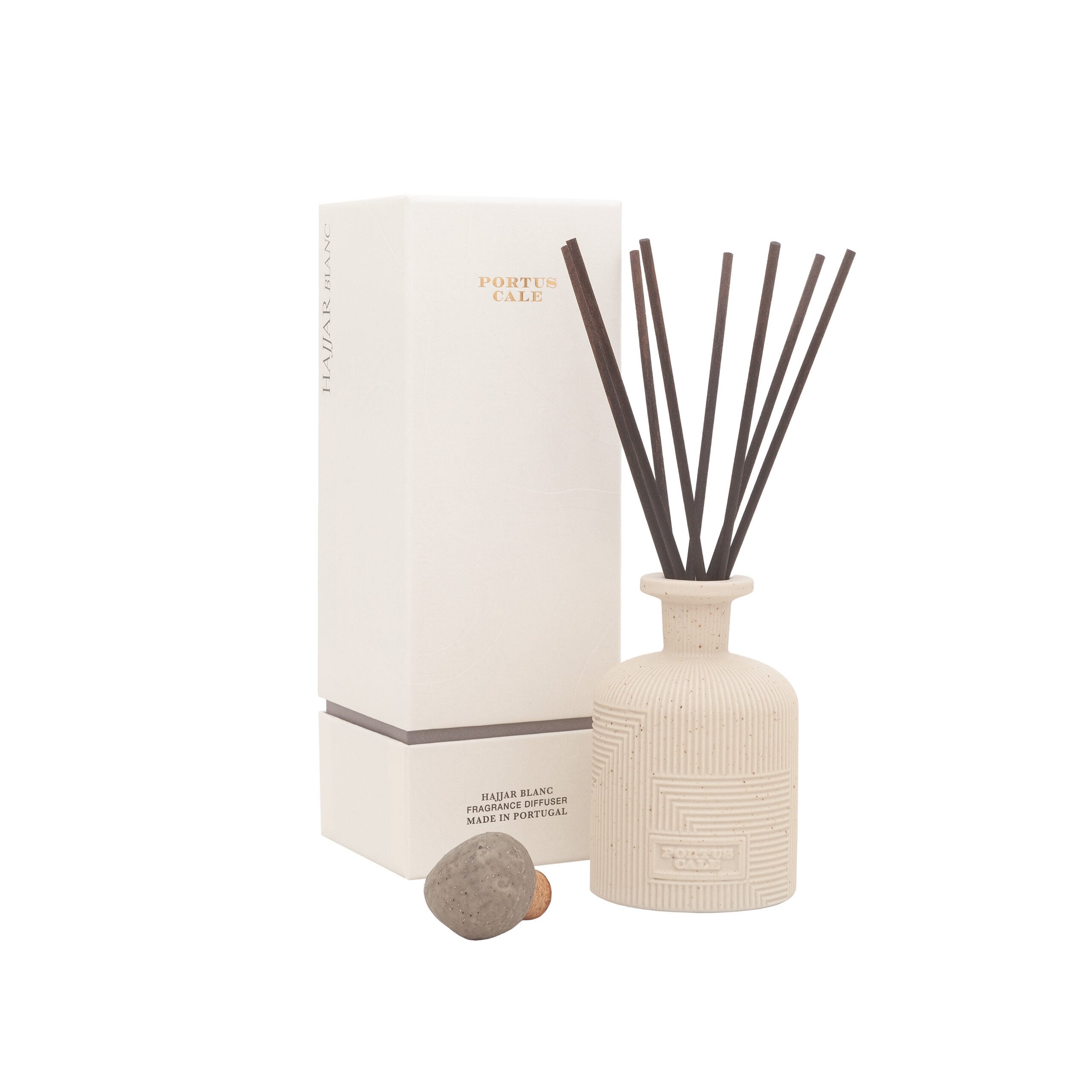 Portus Cale Fragrance Diffuser, Hajjar Blanc 250ml (8.5 fl. oz.) Scents of Apricot, Vanilla, Sandalwood, Long Lasting Fragrance
