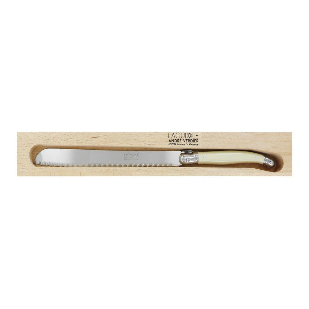 André Verdier Laguiole Debutant bread knife with ivory handle, 11.4"