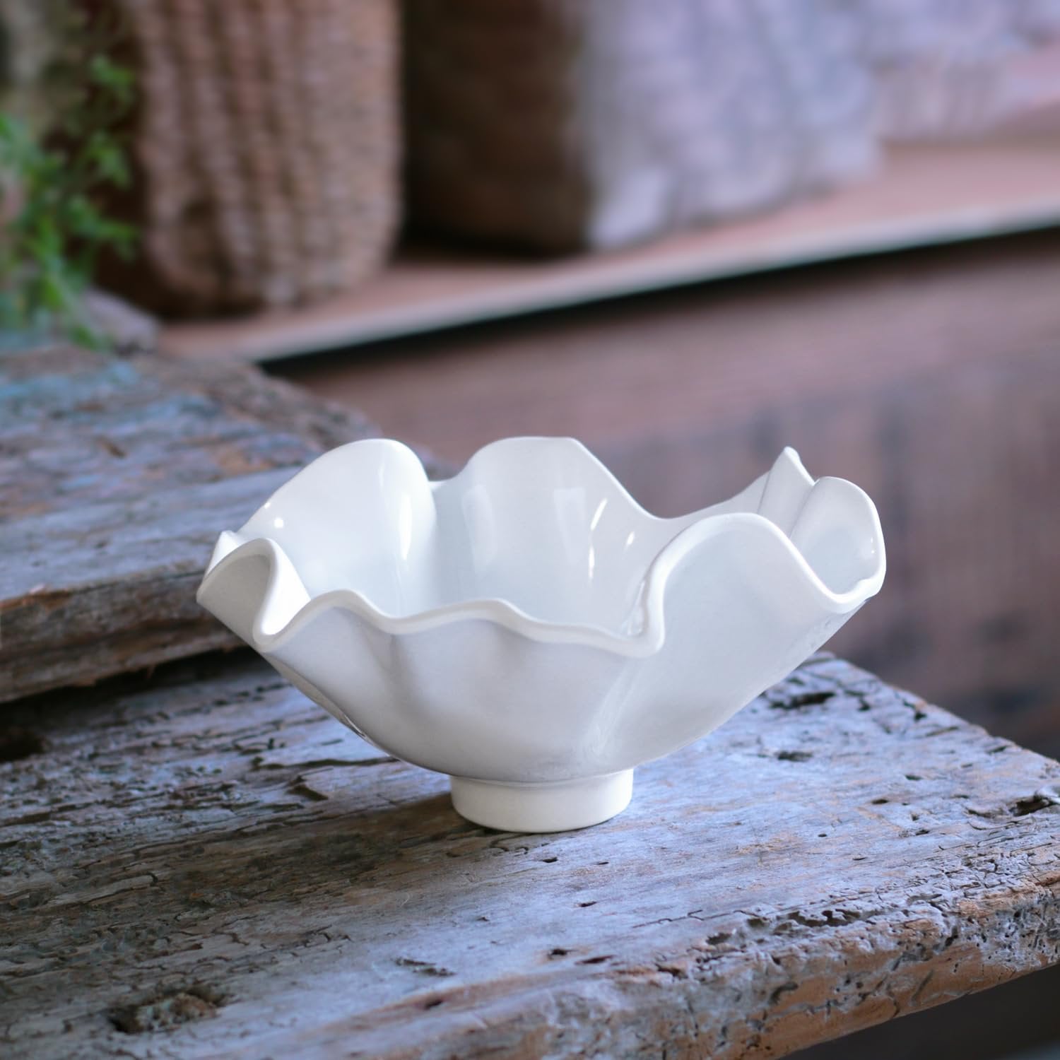 Beatriz Ball VIDA Bloom small deep bowl white melamine 8.5" on white background
