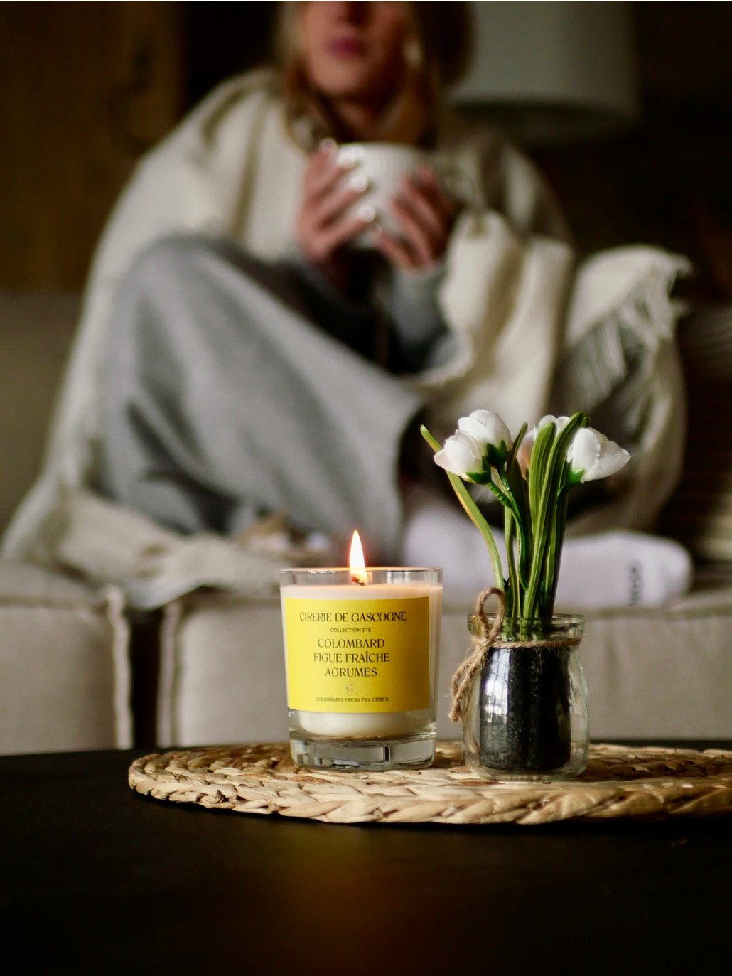Cirerie de Gascogne Scented Candle, Colombard Fresh-Fig Citrus Blend, Scent Long Lasting Home Fragrance