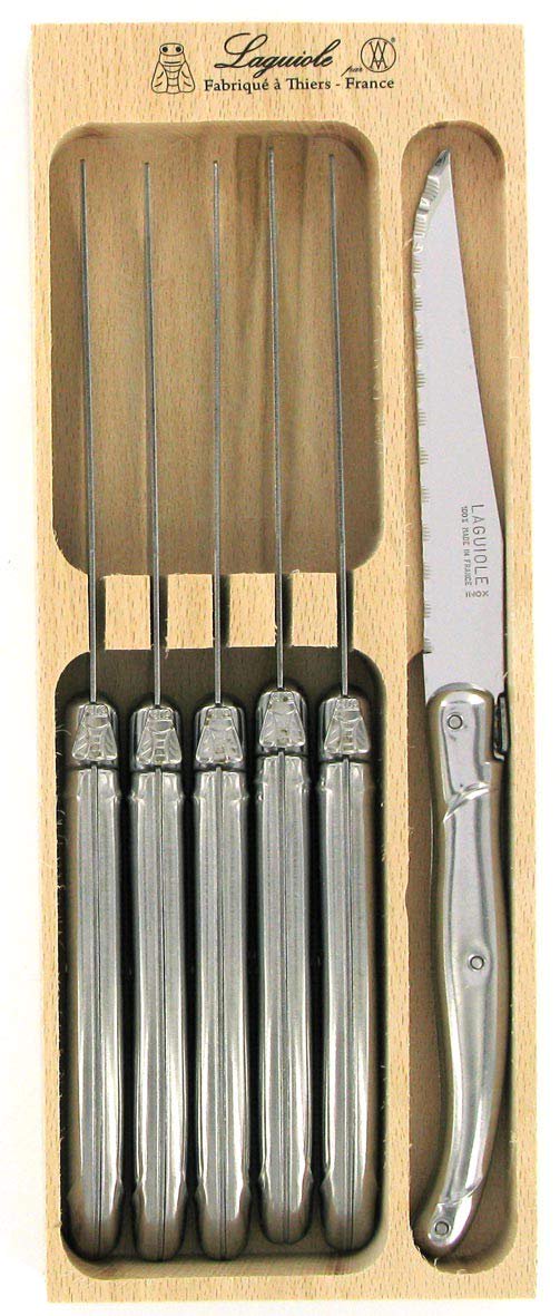 André Verdier Laguiole Debutant 6-piece steak knife set stainless steel in beechwood box