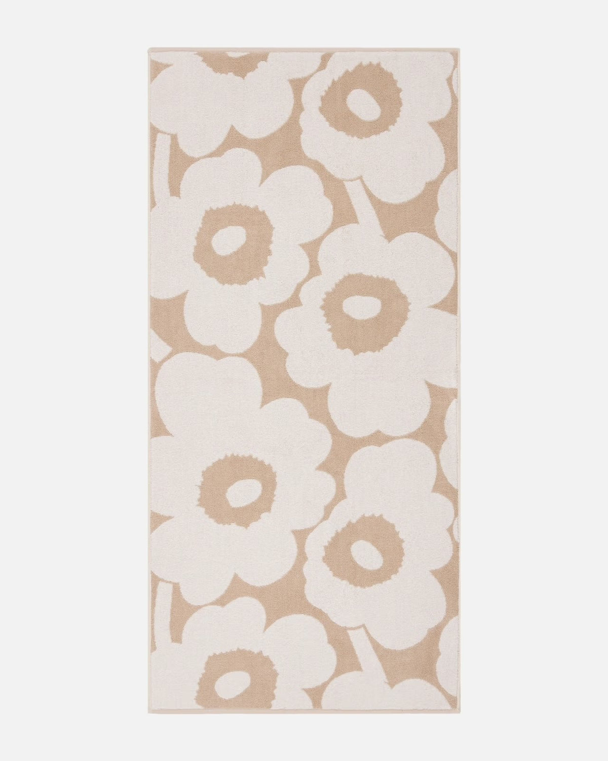 Marimekko Unikko Cotton Towels | Beige & White Poppy Design