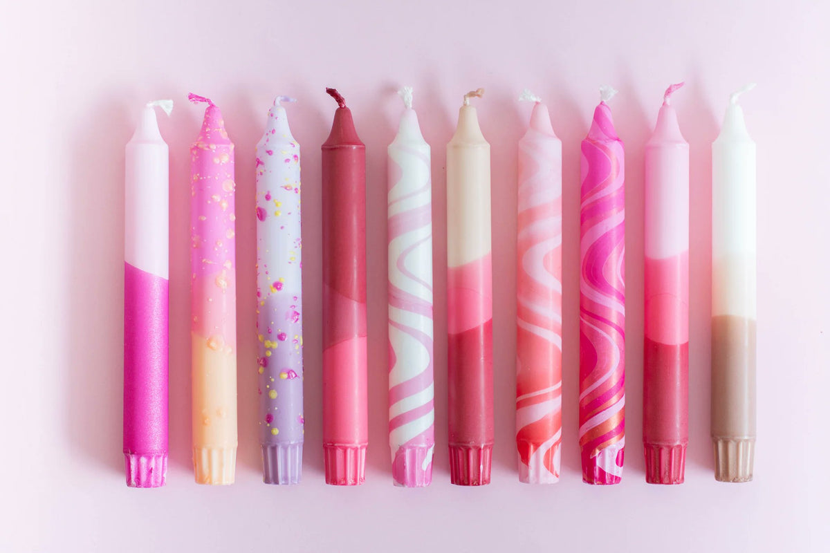Nordtrice Pink Taper Candles – 10 Pack Gift Set | Handmade Natural Wax