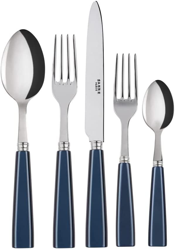 Sabre Paris Icone 5-Piece Flatware Set Midnight Blue