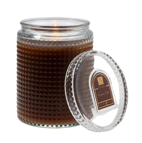 Cinnamon Cider Aromatique Textured Glass 15 oz Scented Jar Candle w/Lid Fragrance Notes of Apple, Pear, Cinnamon, Rose, Tobacco, Cherry Wood