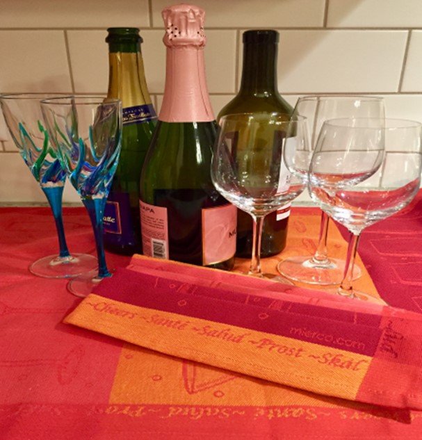 Kitchen Tea Towel Fine European Linens Jacquard 100% Cotton "In Vino" (20x28") Wine Lovers