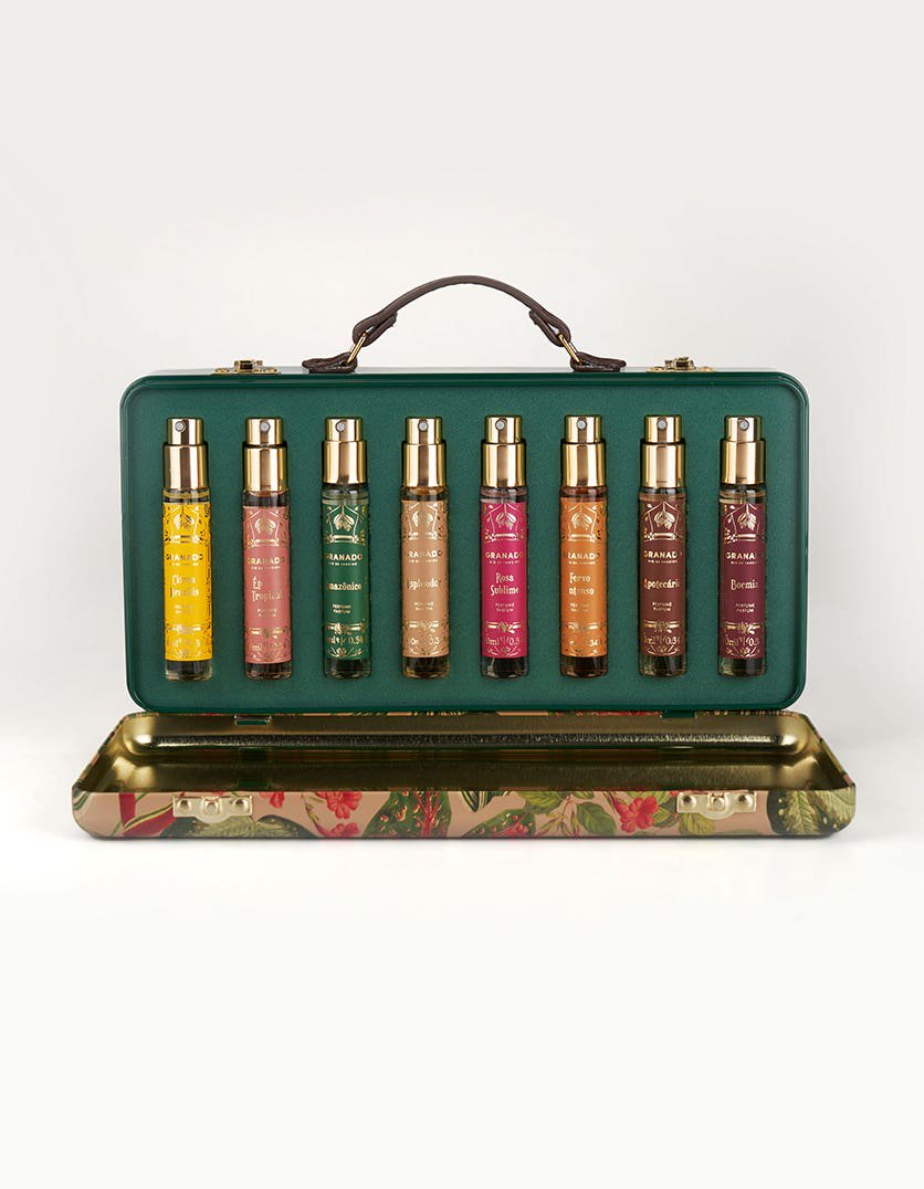 Granado Best-Sellers 10ml EDP bottles close-up Amazônico Rosa Sublime Boemia Fervo Intenso