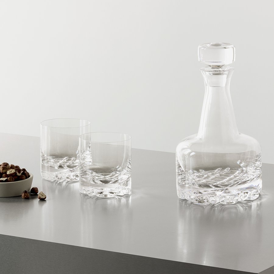 Orrefors Erik 3 Piece Barware Set | Decanter and 2 Double Old Fashioned Glasses