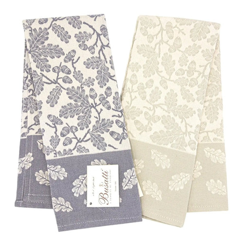 Italian Kitchen Dish Towel "Rovere Navy" (22"x26") Jacquard Woven 100% Cotton