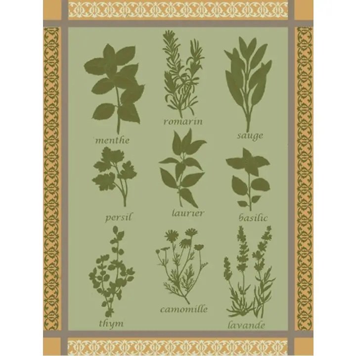 Kitchen Tea Towel Jacquard 100% Cotton "Herbs"