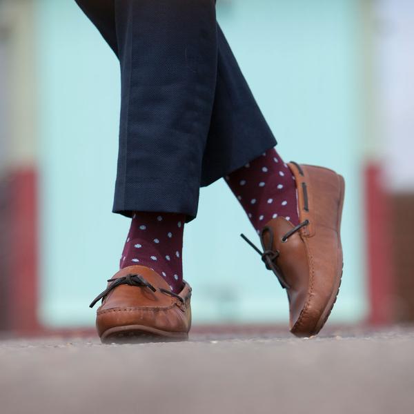 Peper Harow Pin Polka Luxury Men's Socks | Burgundy