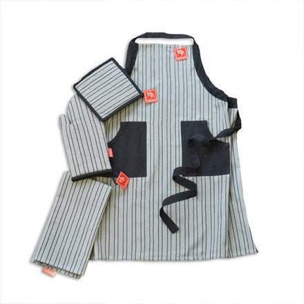 Charroux Apron Black & Grey Cotton - Home Decors Gifts online | Fragrance, Drinkware, Kitchenware & more - Fina Tavola