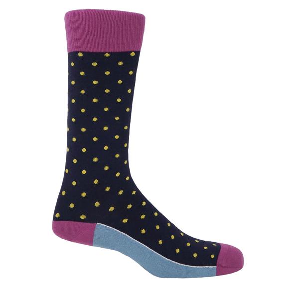 Peper Harow Pin Polka Luxury Men's Socks | Midnight