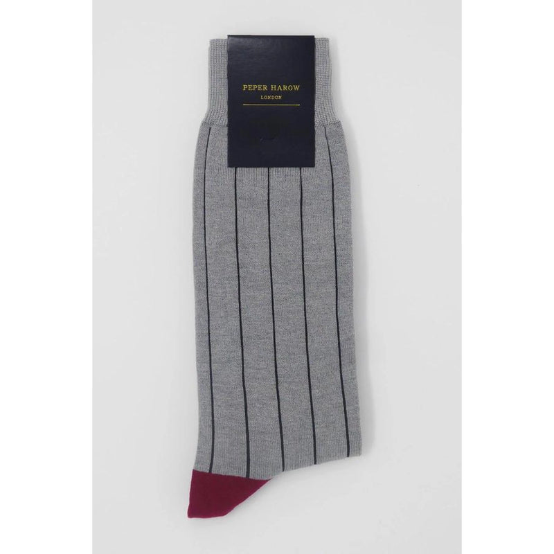 Peper Harow Pin Stripe Luxury Men's Socks | Ash