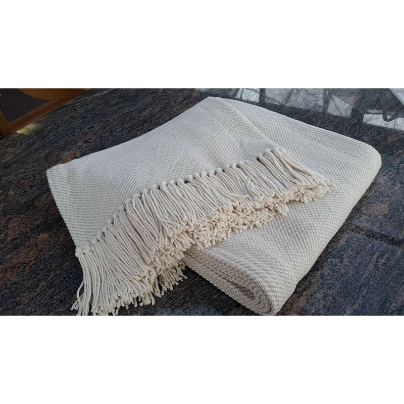 Maine Woolens Throw Tan Savannah Cotton Throw With Fringes (50" x 72", Tan color) - Home Decors Gifts online | Fragrance, Drinkware, Kitchenware & more - Fina Tavola