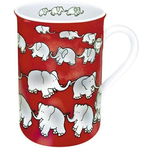 Konitz Mug Red Chain of Elephants Porcelain - Home Decors Gifts online | Fragrance, Drinkware, Kitchenware & more - Fina Tavola