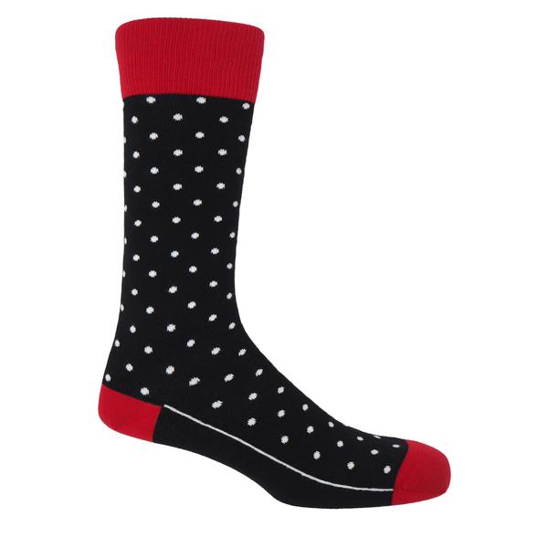 Peper Harow Pin Polka Luxury Men's Socks | Black