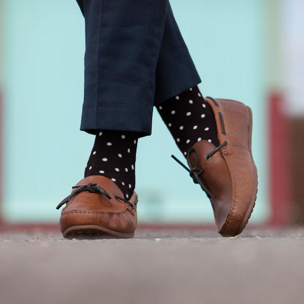 Peper Harow Pin Polka Luxury Men's Socks | Black