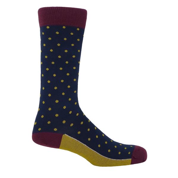 Peper Harow Pin Polka Luxury Men's Socks | Denim