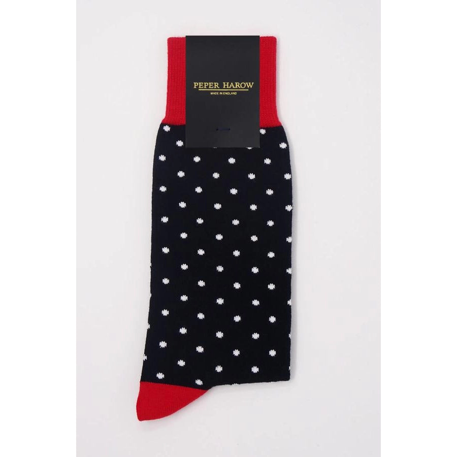 Peper Harow Pin Polka Luxury Men's Socks | Black