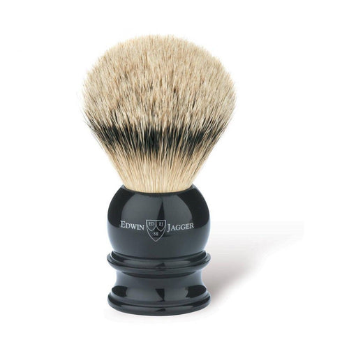 Edwin Jagger Medium Shaving Brush with Silver Tip Badger  - Ebony - Home Decors Gifts online | Fragrance, Drinkware, Kitchenware & more - Fina Tavola