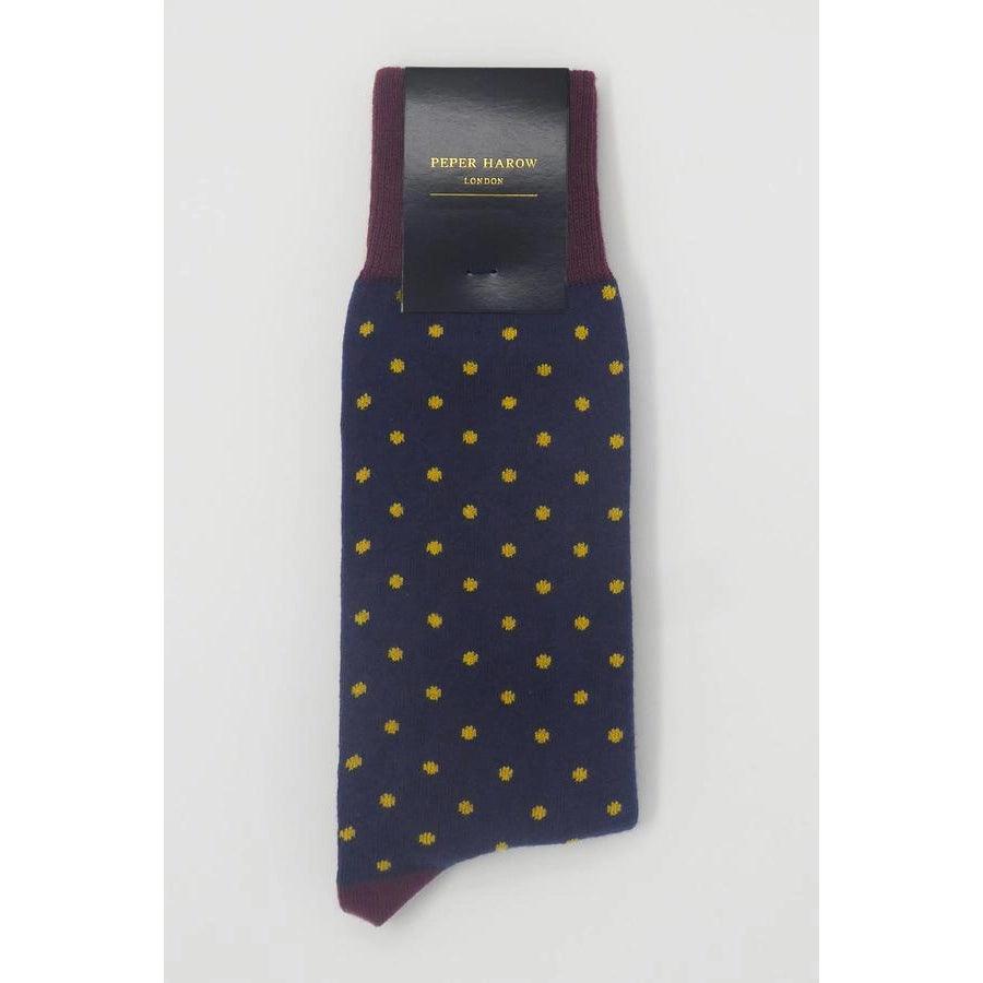 Peper Harow Pin Polka Luxury Men's Socks | Denim