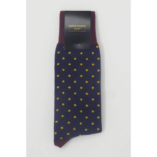Peper Harow Pin Polka Luxury Men's Socks | Denim